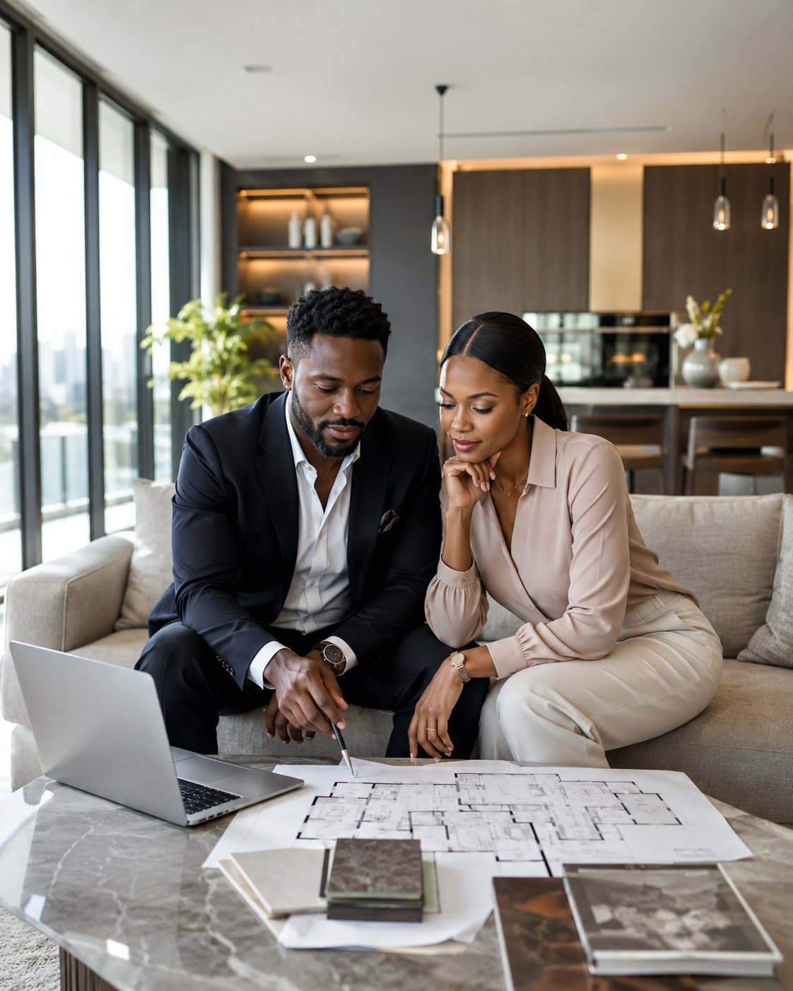 Homme d’affaires présentant une opportunité immobilière
